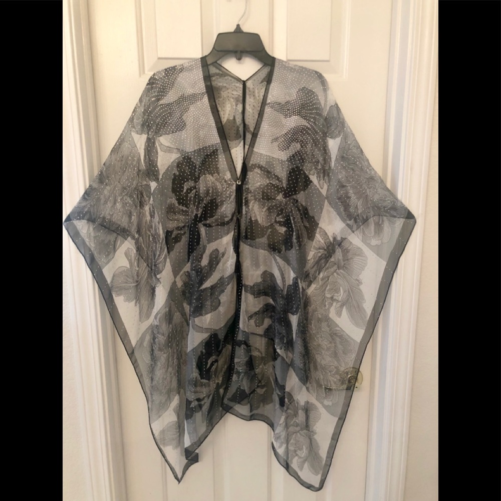 Floral Rhinestone Bling Poncho